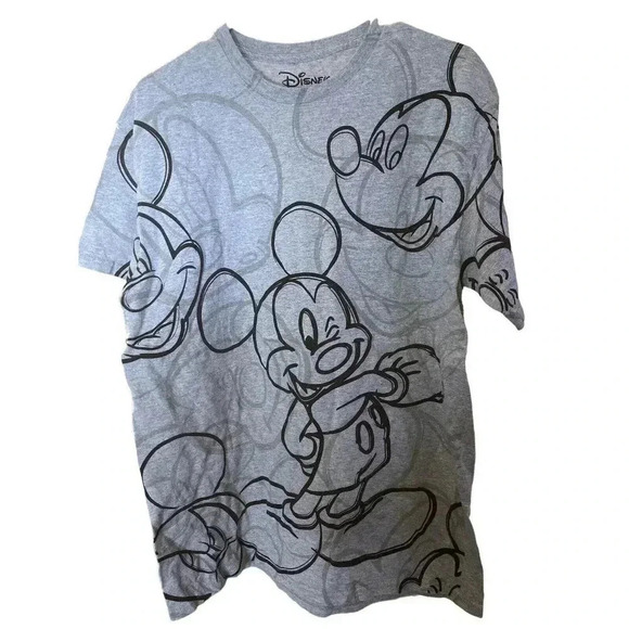 DISNEY SIZE LARGE GRAY MICKEY MOUSE TEE - Picture 1 of 2